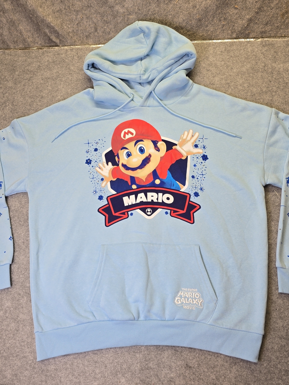 NWOT Super Mario Light Blue Graphic Hoodie